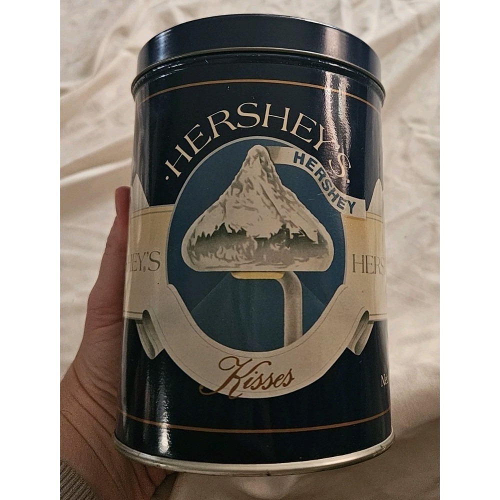 Vintage 1989 Hershey's Kisses Milk Chocolate Tin Canister Excellent‎ Condition